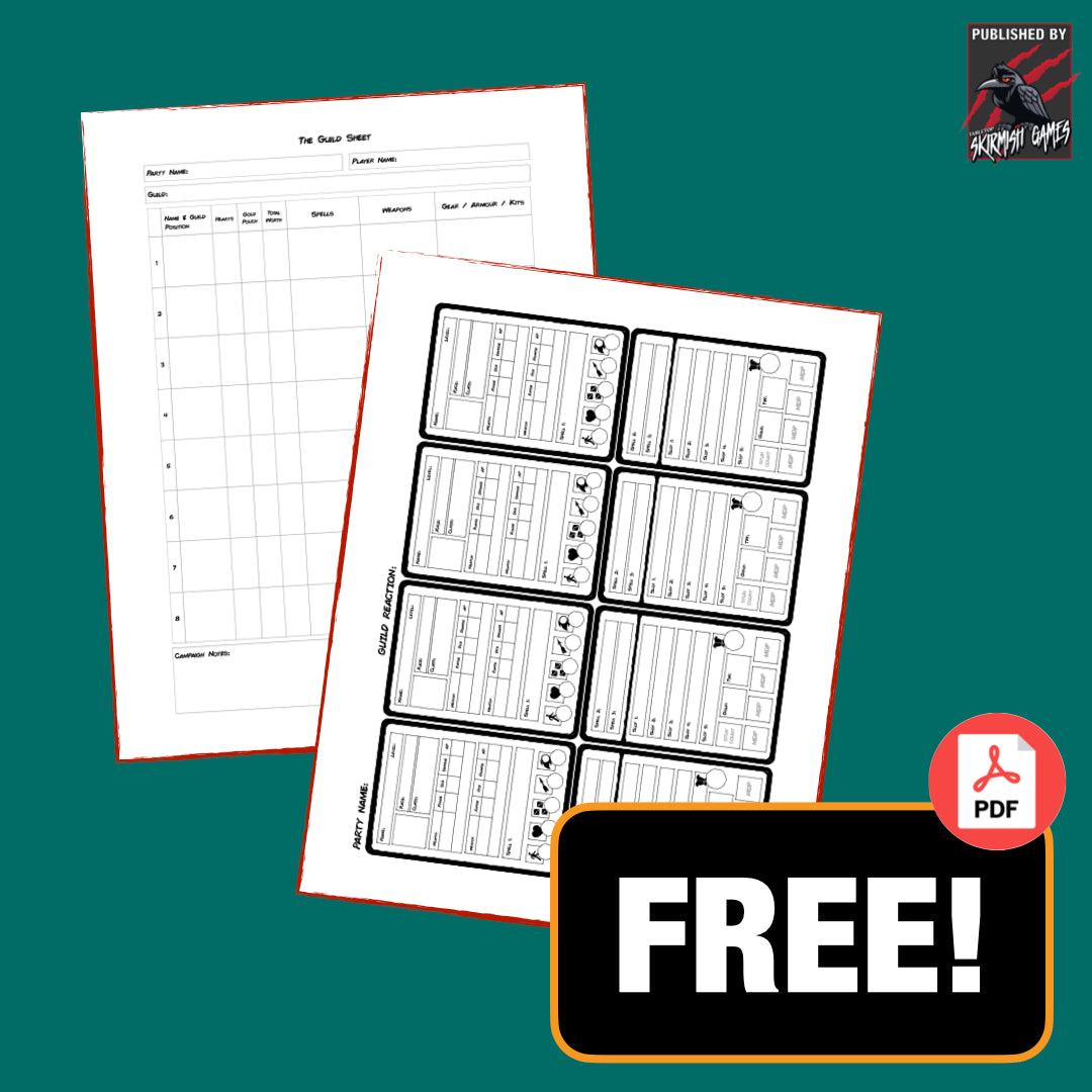 Rune Warriors Party Sheets Bw – Tabletop Skirmish Games