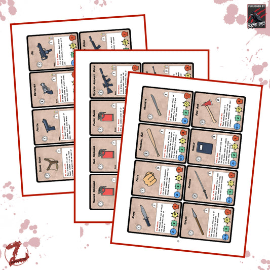 Population Z Starter Weapon Cards (Colour)