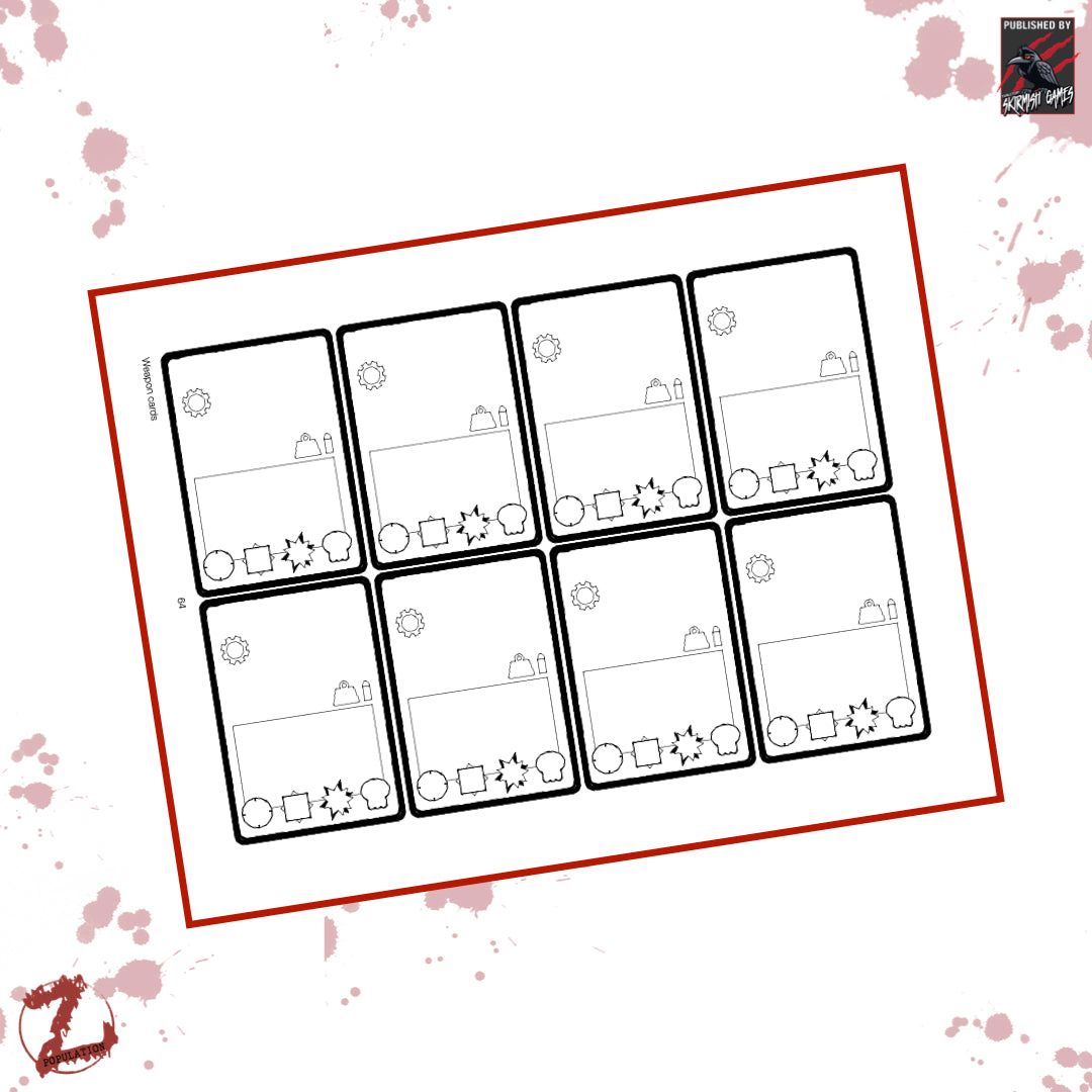 Population Z Blank Weapon Cards (Black & White)