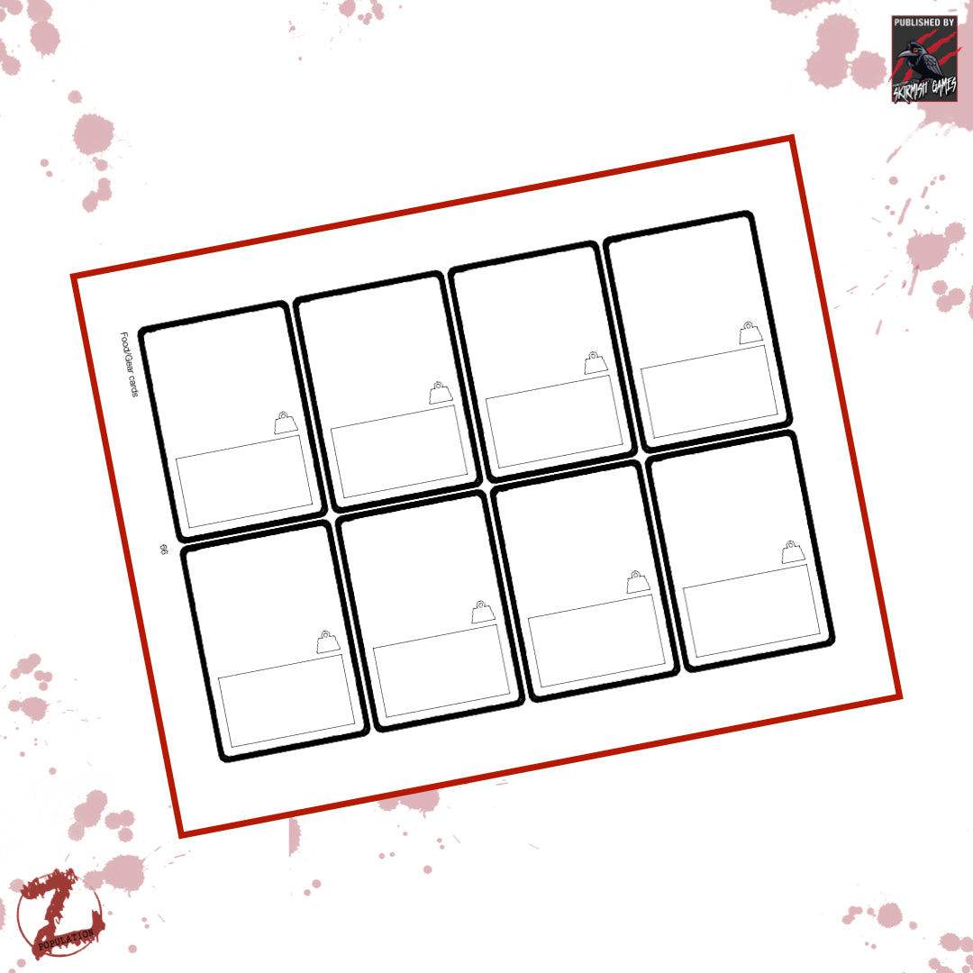 Population Z Blank Food Gear Cards (Black & White)