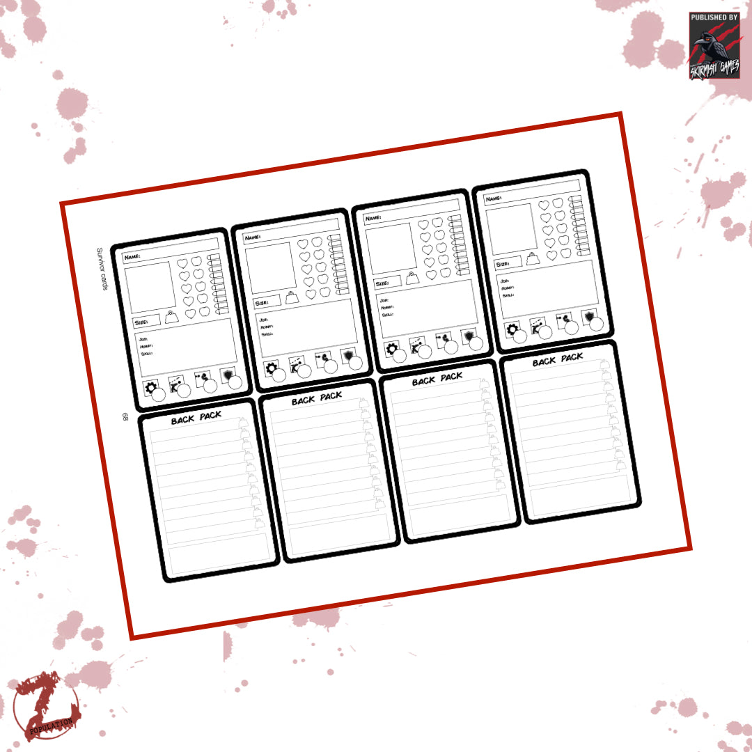 Population Z Blank Survivor Cards (Black & White)