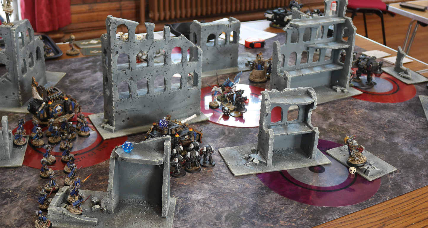 Custom Built Warhammer 40k 10th Edition Tournament Terrain Set - Grey City Ruins 12 Piece