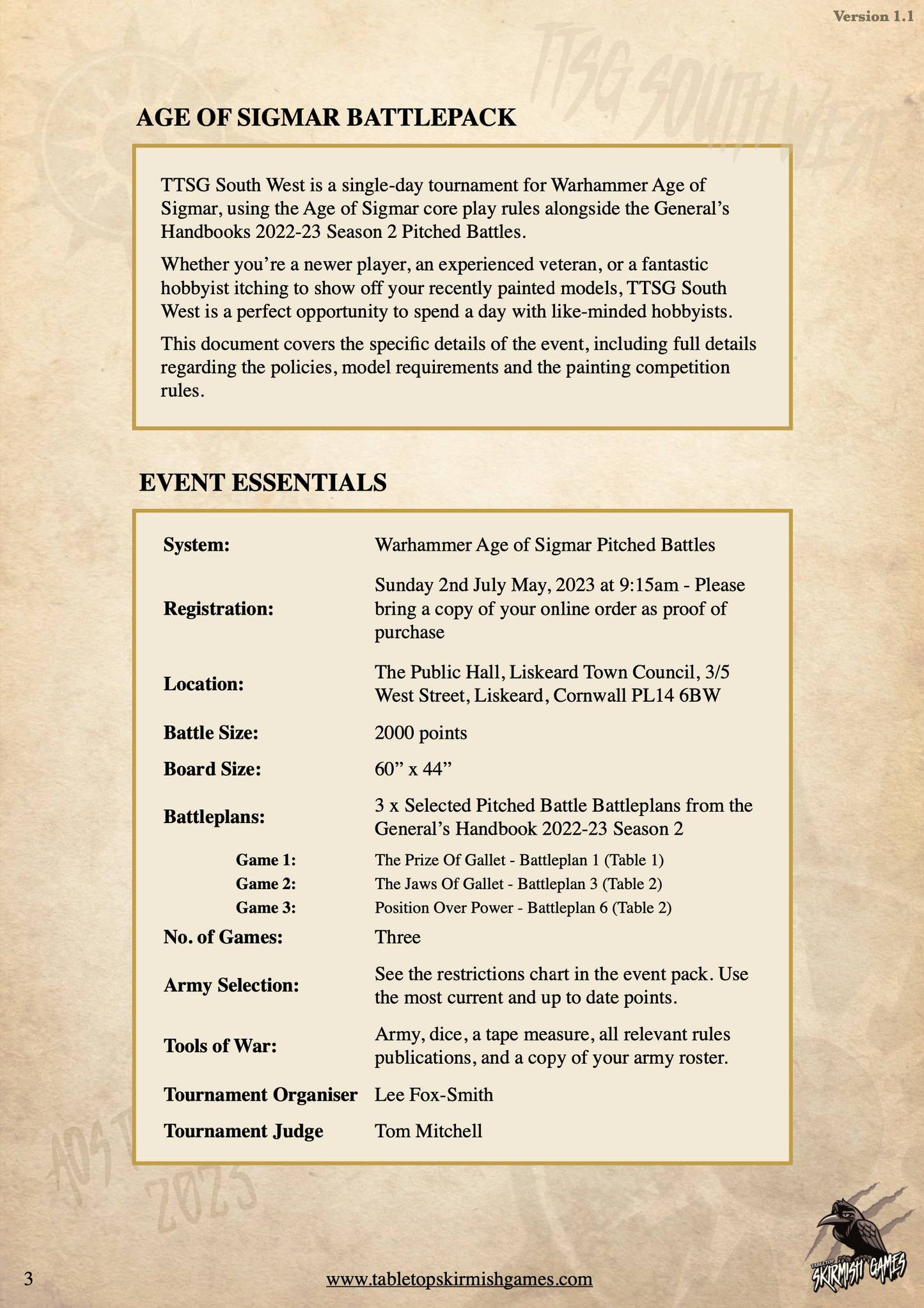 TICKET - TTSG SOUTH WEST AGE OF SIGMAR TOURNAMENT 2nd JULY 2023