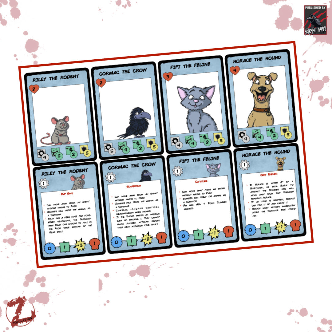 Population Z Animal Companion Cards (Colour)