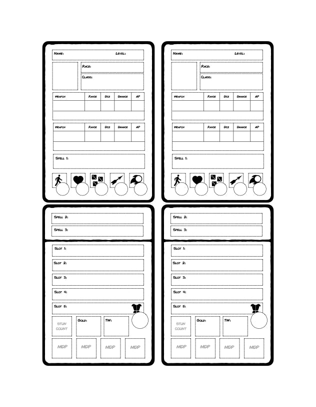 RUNE WARRIORS PARTY SHEETS BW